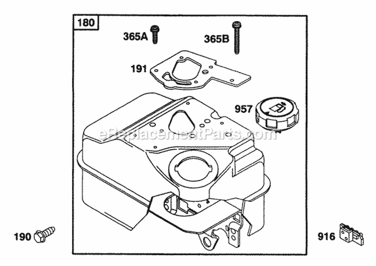 Fuel Tank Diagram and Parts List for 093232-0040-01  Briggs and Stratton Engine
